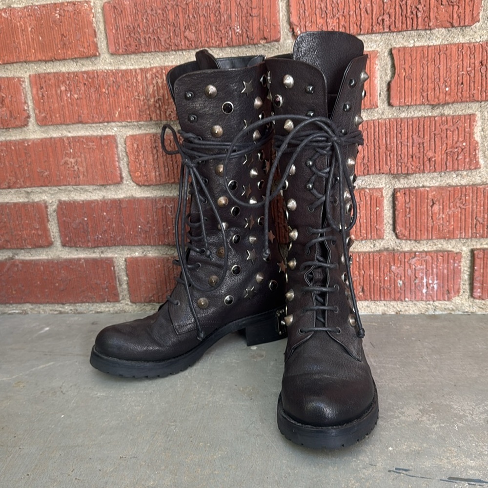 Baldan Embellished Leather Moto Boots - Picture 4 of 11